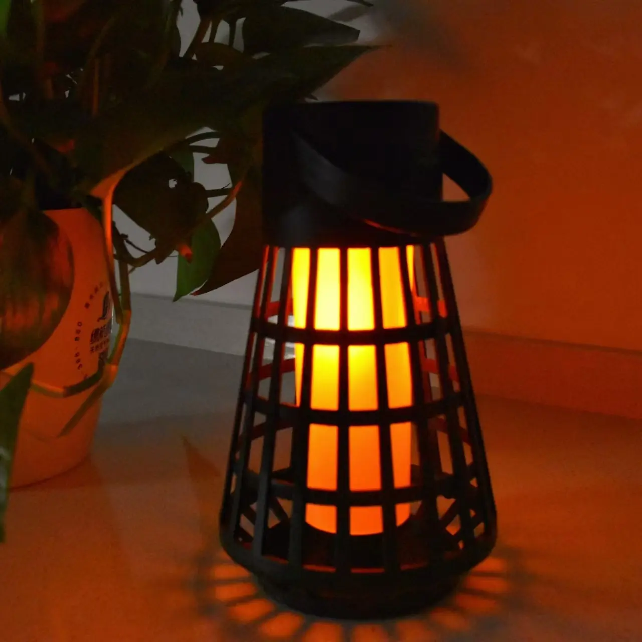 Solar Flame Lantern Outdoor Light - Rustic Water-Resistant Garden Lamp with Top Handle & Ground Stake, 8-10H Warm Night Lighting, Patio & Yard Decor, Summervibes Solar Lanterns
