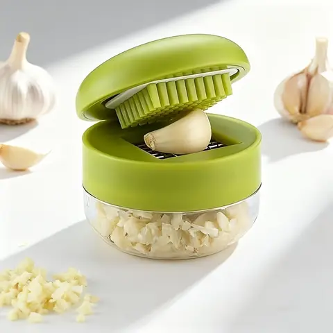 Garlic Press and Slicer, Kitchen Utensils Gadgets, Kitchen Tool, Kitchen Cooking Accessories, Kitchen Accessory, Manual Crusher and Chopper with Easy Clean Cutting Board, Compact Handheld Design, Dishwasher Safe, Kitchenware, Home and Kitchen