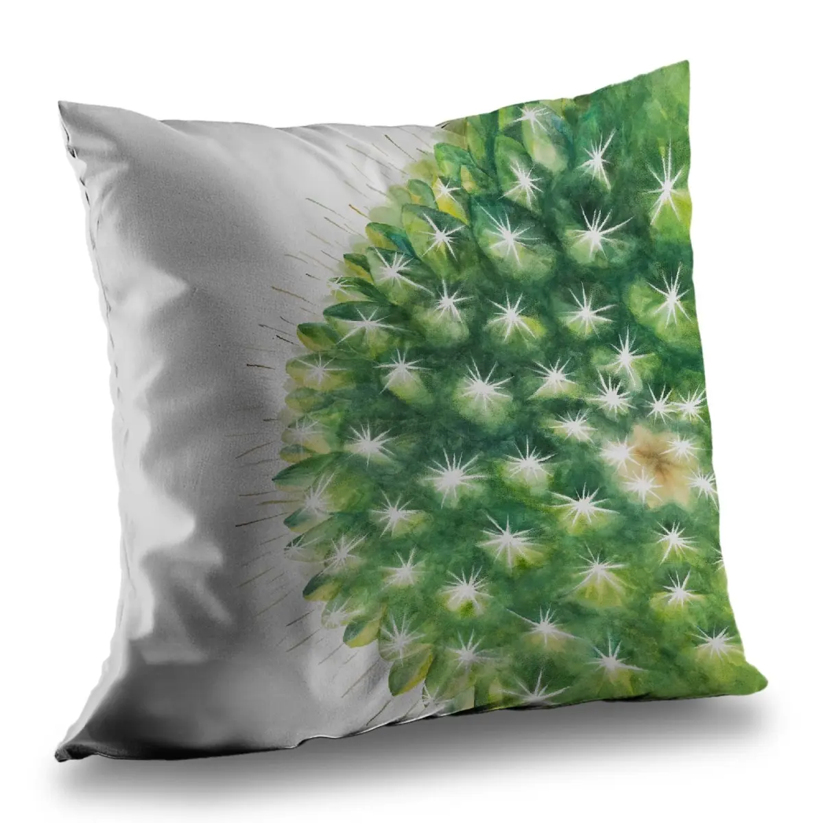 Begin Home Decor C1PT1414CFQO1F 14 x 14 in. Watercolor Mini Cactus Poly Twill Throw Pillow - Home Decor