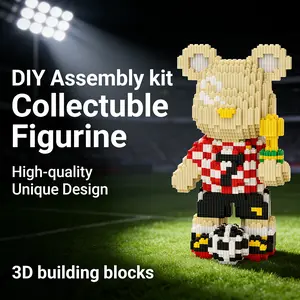 Football Champion Bear 3D Puzzle Building Blocks Model Decoration, Bookshelf Home Office Cabinet Decor, Party Living Room TV Stand Display