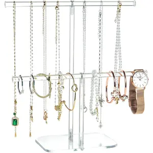 Premium  Stand , Solid Clear 2-Tier Acrylic  Organizer Stand & Bracelet holder Stand for Necklace Display, Ring & Watch Display