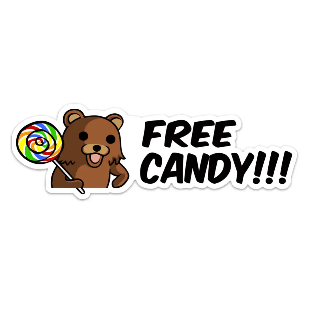 Free Candy Vinyl Sticker, Funny Dark Humor Decal, Humorous Car Bumper Sticker, Laptop Water Bottle Decal