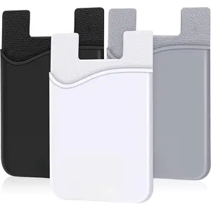 Card Holder for Phone Case, 3 Pack Phone Wallet Stick on Silicone Credit Card Holder Pocket Pouch Compatible for iPhone, Android & Most Smartphones