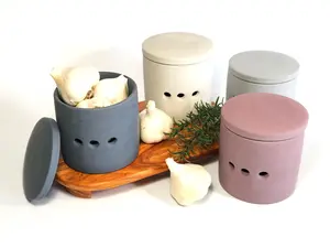 Handmade Garlic Keeper - Garlic Storage Jar with Lid