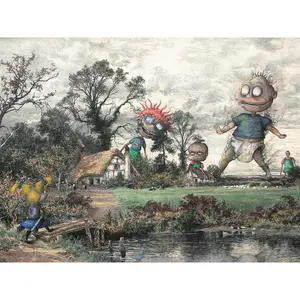 "Attack on Tommy" High-Quality Canvas Art Print – Bold Kitchen Wall Decor with Artistic Character Design, Designed as a Striking Room Painting or Ornamental Accent for Themed Interiors.