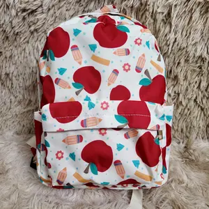 Apple pencil floral printed backpack toddler girls bag