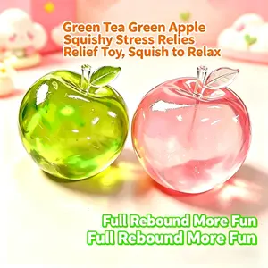 Kawaii Apple Squishy Stress Ball Toy - Slow Rebound Transparent Squeeze Toy, Viral Anxiety Relief Fidget Toy for Kids & Adults, Cute Desk & Party Favor Toy