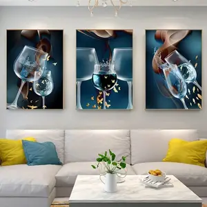 3 Pieces Abstract Wine Glass Red Wine Art, Luxury Design Wall Mural, Refined Home Art, Contemporary Gallery Decor, Rich Tone Poster, Wall Decor for Dining Room, Living Room and Wine Cellar, Framed or Unframed.