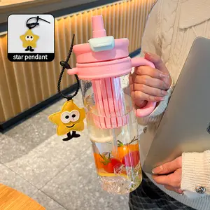 2-in-1 Tea Infuser Water Bottle with Straw – Tea Separator & Water Bottle,1500ml Large Capacity , BPA-Free , Resistant & Anti-Drop, Leak-Proof & Portable for Women, Home, Outdoor & Gym