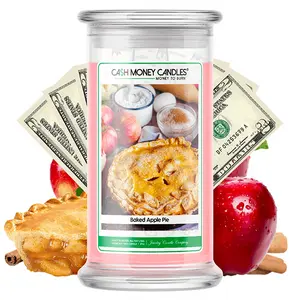 Cash Money Candles Baked Apple Pie Scented Candle with Real Money Inside for Fun Unique Gift Idea Sweet Aroma Cozy Atmosphere Quirky Present