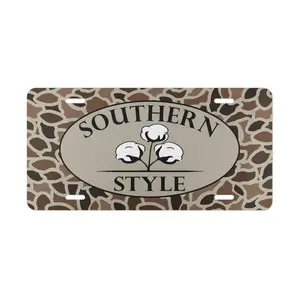 Vintage Old School Camo Southern Style Cotton Tag License Plate Vintage Look Japanese Art Decor, Car Accessories, Personalized