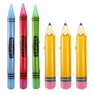 6 piece set of giant inflatable pencils and crayons - colorful classroom themed inflatable toys, suitable for birthday parties, school events, and outdoor gaming activities, perfect party gifts and decorative props