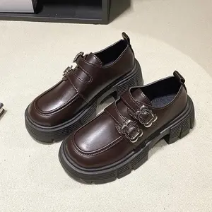 British Style Women's Casual Shoes 2025 Spring and Autumn New Thick Heel Retro Fashion Sneakers