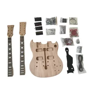 DIY Electric Guitar Kit 12 String Mahogany Body Rosewood Fingerboard Bolt Neck 24.75" Length 2 Humbucker Pickups Fixed Bridge Unfinished Body