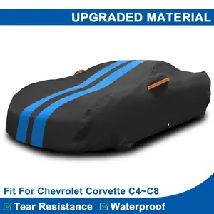 Tailored Car Cover Custom Fit Chevrolet Corvette C4 C5 C6 C7 C8, Heavy Duty Durable 5-Layer with Soft Cotton Lining Full Coverage Anti-Scratch, All-Weather Waterproof Sun UV Snow Protection Dustproof Outdoor Indoor Protection with Storage Bag