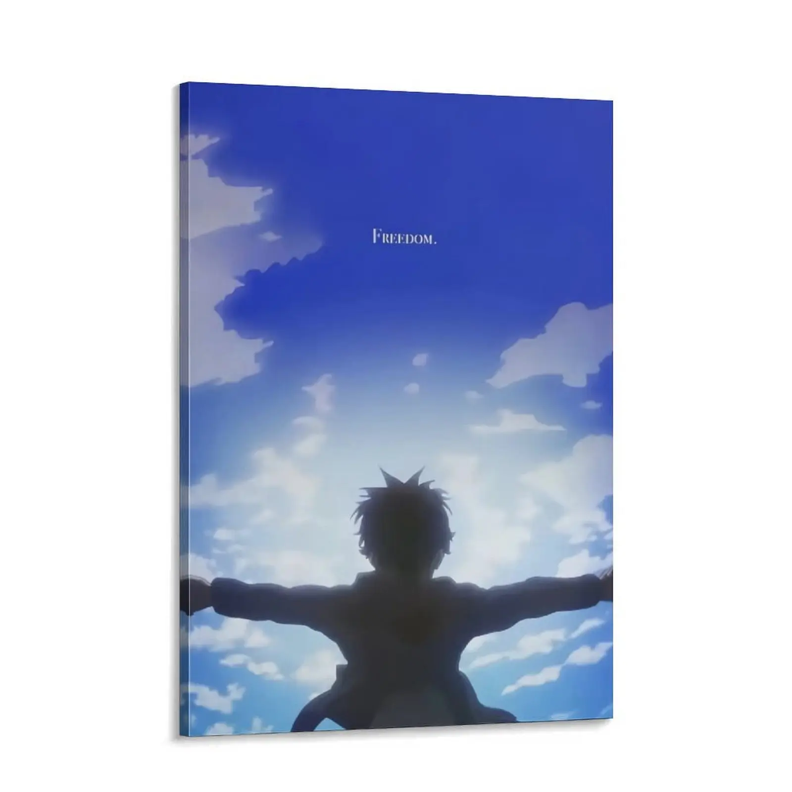 Minimalist Freedom Text Anime Silhouette Canvas Wall Art, Sky Aesthetic Motivational Poster, Decor for Living Room, Bedroom, Game Room, Dorm, Office, Study Room