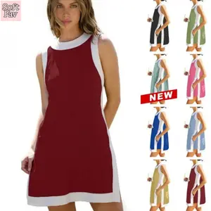 Women's 2 Piece Sets Casual Color Block Crewneck Short Sleeve Pullover Tops Matching Shorts with Pockets Lightweight Activewear..