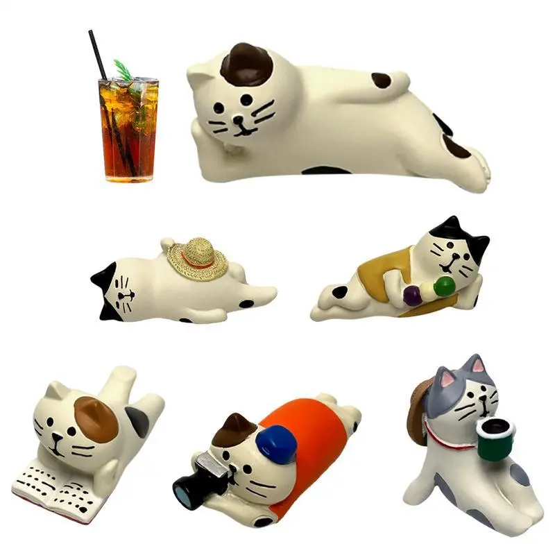 Cat Figure Car Ornament Dashboard Decoration Cat Interior Figure Resin Car Accessories Dashboard Car Ornament for RVs Cars SUVs