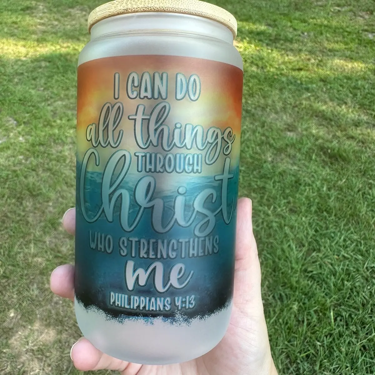 I can Do All Things 16 oz frosted glass