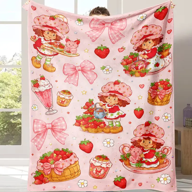 This Strawberry Shortcake Super Soft Flannel Throw Blanket Is Cozy Warm For Movie Nights Snuggles Cottagecore Decor Bed Couch Perfect Gift For Girlfriends Sisters Room Decor No More Generic Presents That Sit Unused In A Closet
