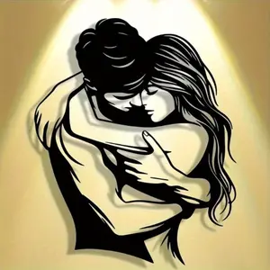 1pc Minimalist Metal Wall Art: Face-to-Face Hugging Couple – Modern Home Decor for Bedroom/Living Room/Bathroom. Waterproof, Rustproof & Durable with Fade-Resistant Finish.Wall Sculptures Modern Home Decoration
