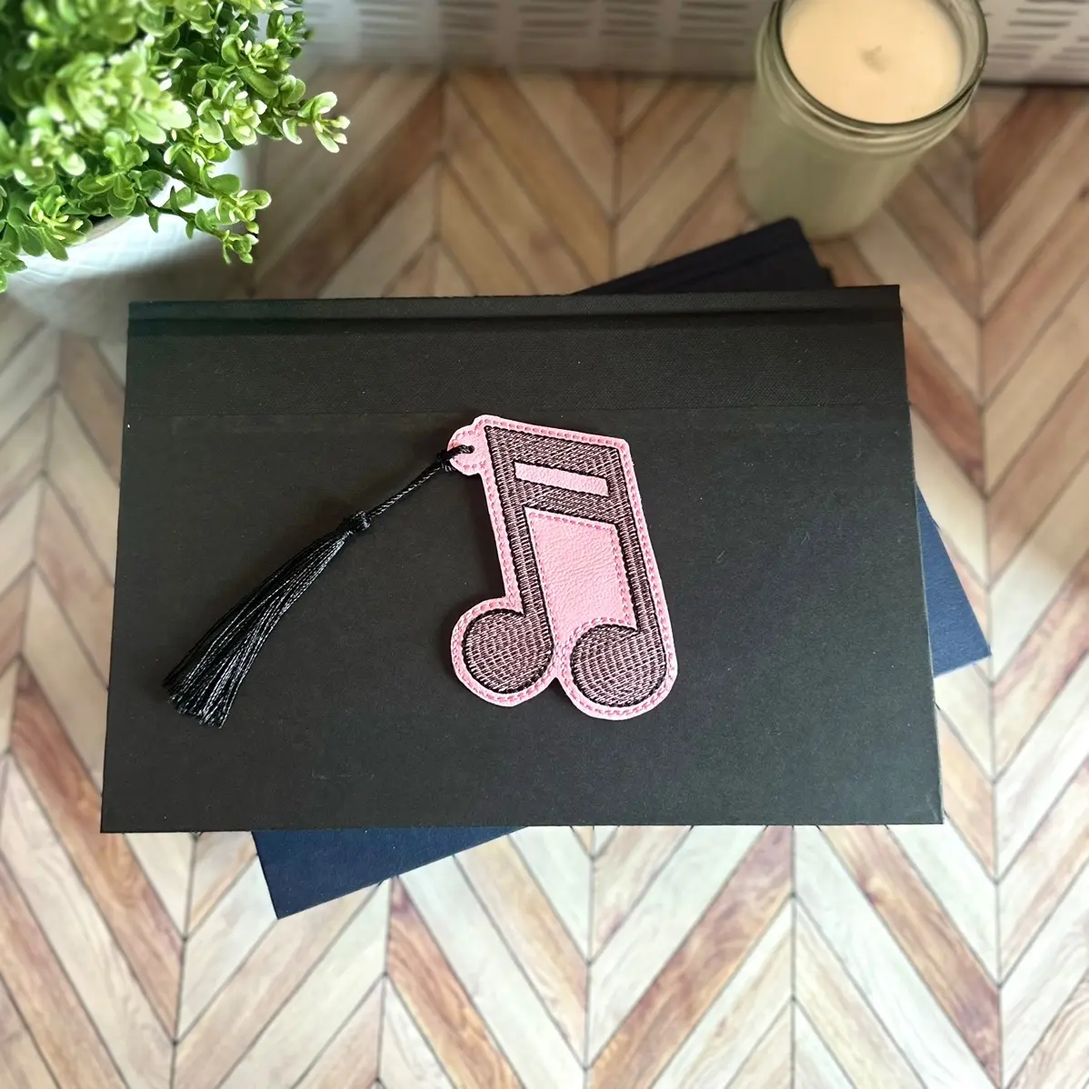 Music Note Embroidered Bookmark