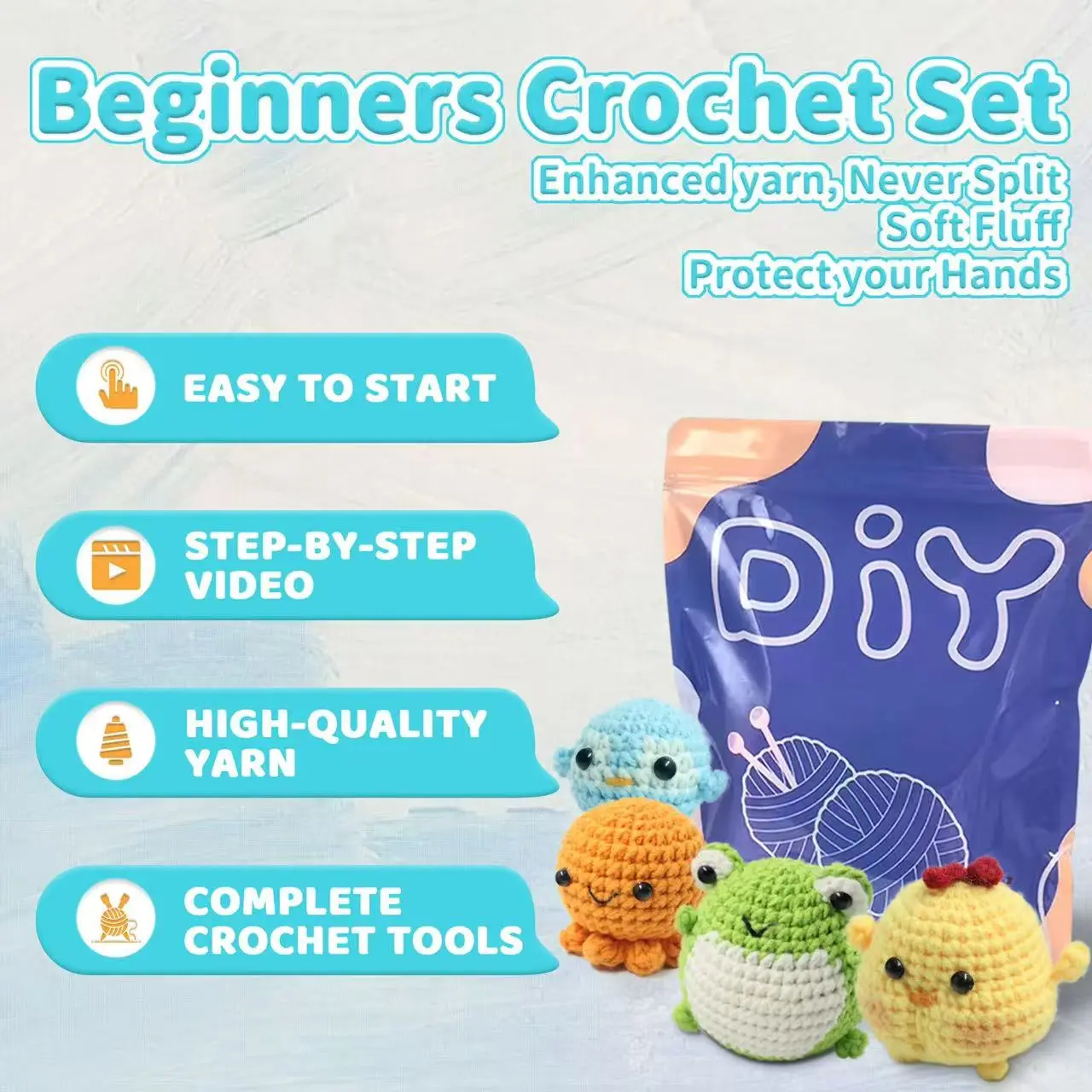 YAMAXIN Animals Crochet Gift Kit with Step-by-Step Video Tutorials
