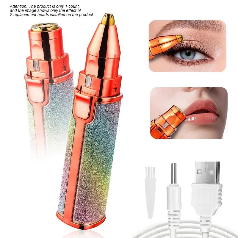 2-in-1 Facial and Eyebrow Trimmer, Electric Eyebrow Trimmer, Lip, Facial, and Body Hair Removal Tool, Rechargeable Women's Shaver, Brow Shaper
