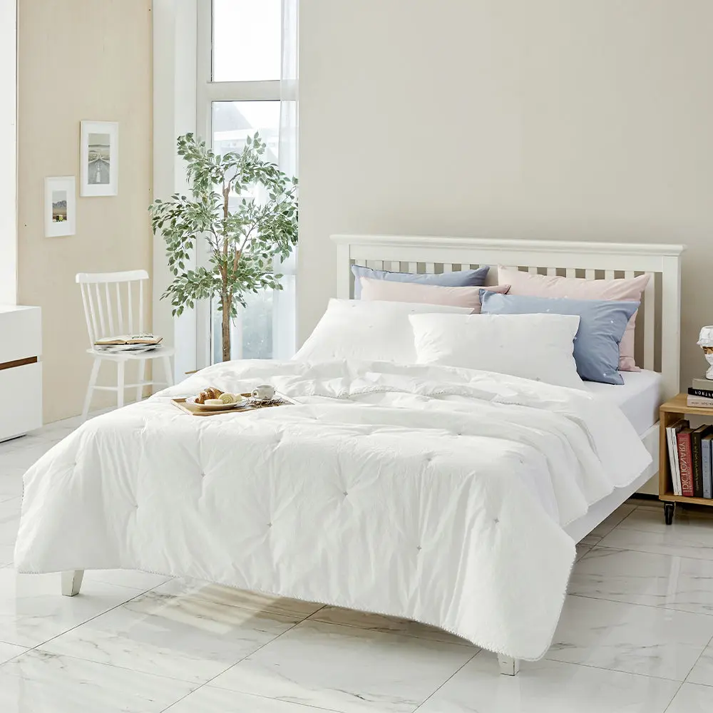 [12th Restocked] High-Density Percale Cotton Comforter Set in White