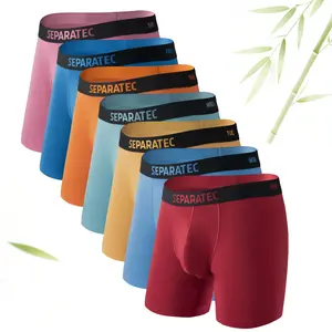 3/4/6/7pcs Men's Bamboo Rayon Dual Pouch / Separate Pouch Boxer Briefs Breathable Comfy Underwear for Daily Wear and All Seasons Stretchy Underwear