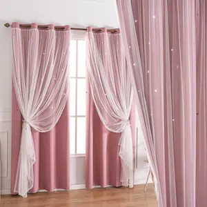 1 pc grommet curtain panel that covers sheer curtains; cute starry cutout design with small holes for light filtering; suitable for bedrooms to block out light and darken rooms; also suitable for living rooms; ideal for themed rooms; can be used as a deco