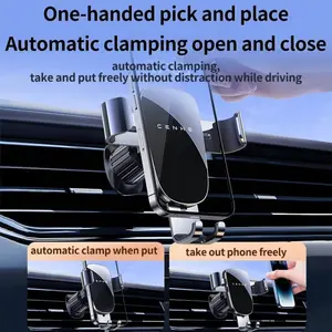 Car Phone Holder, Triangular Locking Design, Automatic Clamping, 360° Rotation, Universal Fit, Strong Alloy Material, All Models Compatible