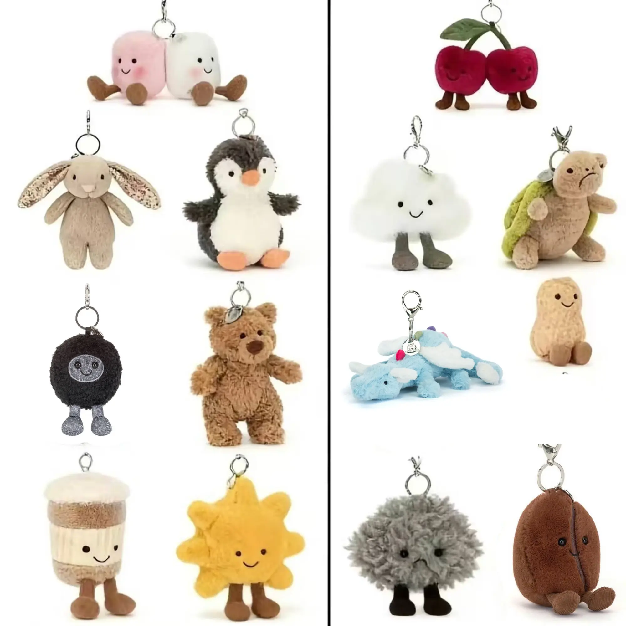 [DeaI for you] Jellycat Bag Charm Collection - Cute Mini Stuffed Animal Keyring, Soft Bag Charm, Birthday Gift for Kids, Collectors' Fashion Accessory