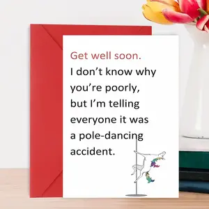 1 Invitation Card, Fun and Unique Early Rehabilitation Card, Sincere Wishes, Creative Gift, Suitable for Family and Friends, Party Decoration, Comes with Envelope, Special Occasion Card, Party Decoration Card, Unique Greeting Card, Creative Card