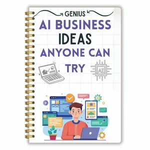 1 AI-themed entrepreneurial notebook  spiral-bound startup journal and monthly budget planner, containing AI-generated planning solutions, suitable for aspiring entrepreneurs and small business startups.