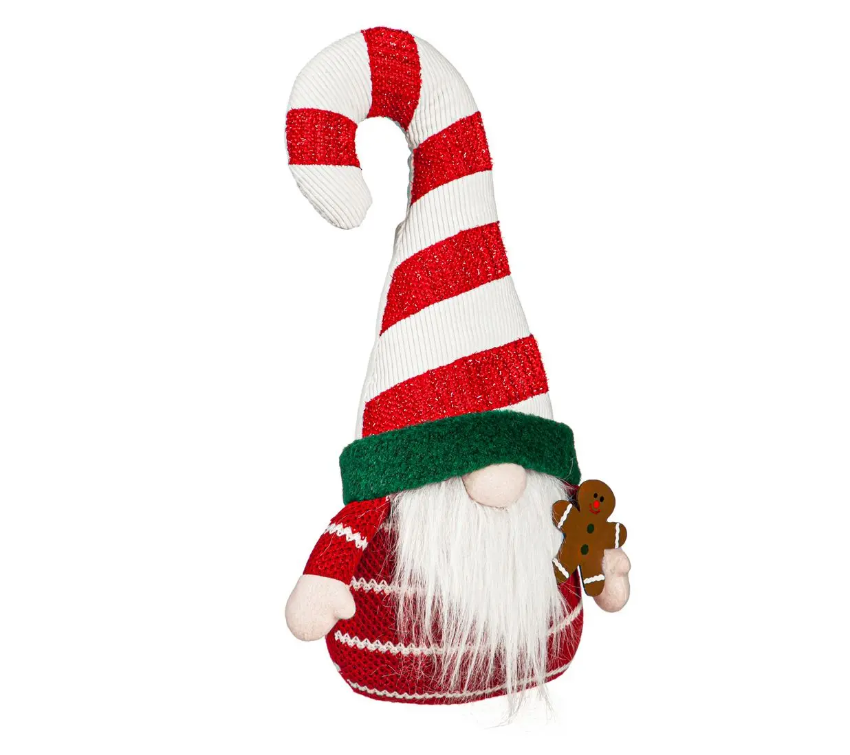 Evergreen Fabric Gnome with Striped Hat Table Decor