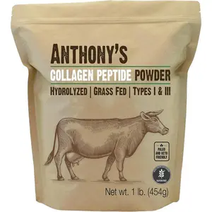Anthony's Collagen Peptide Powder, 1 lb, Pure Hydrolyzed, Gluten Free, Keto and Paleo Friendly, Grass Fed, Unflavored, Non GMO
