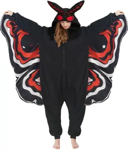 Mothman Costume Onesie – Unisex Halloween Pajamas Cosplay Outfit for Parties, Festivals & Events