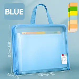 Handheld Zippered File Organizer, 13 Compartment Transparent Folder, Durable Document Storage Bag for Travel, Office, School & Study