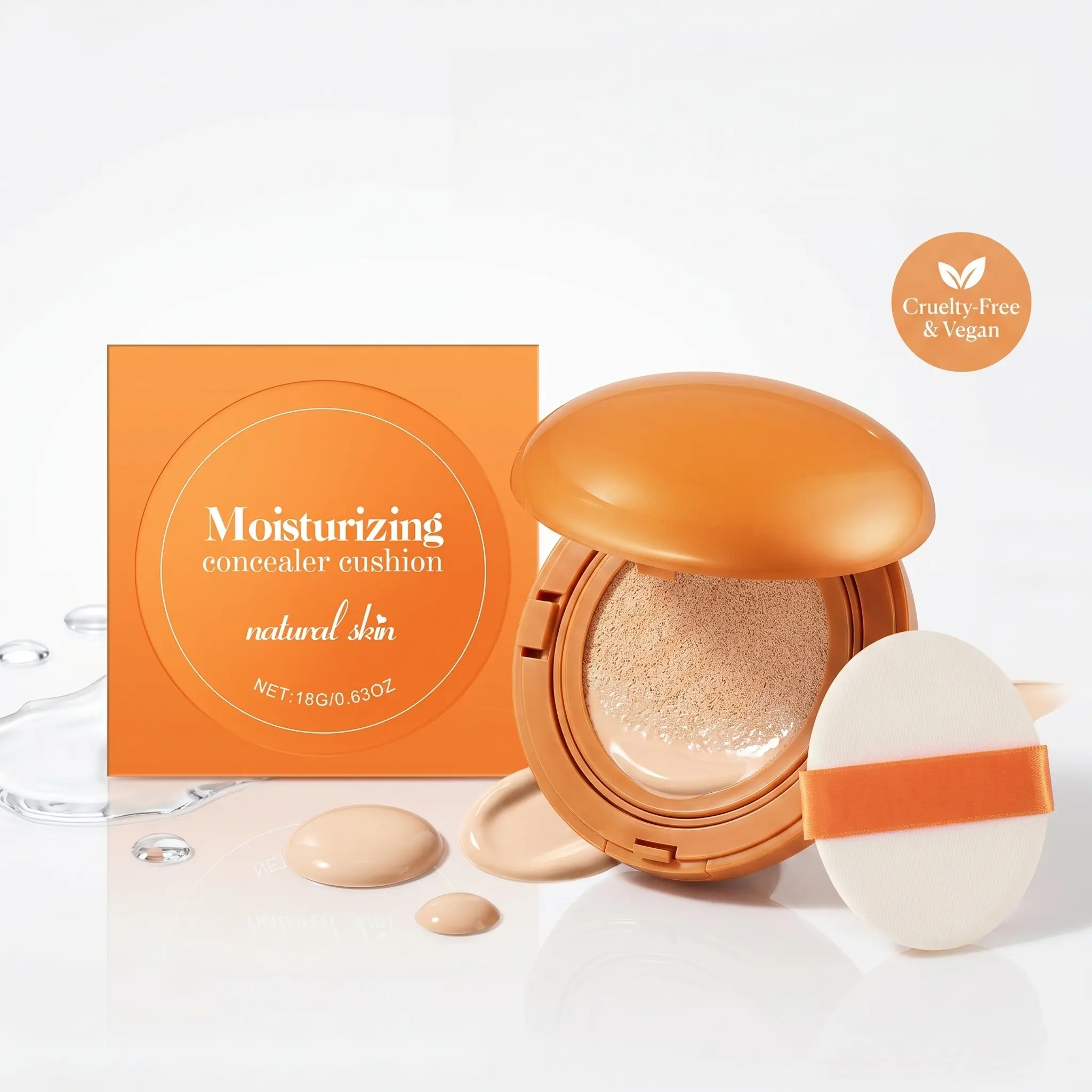Air Cushion Foundation l Full Size 0.63oz / 18g l Natural Satin Finish Makeup for Long Lasting Coverage & Smooth Texture Concealer Cosmetic Matte Hydrate, Cream Cushion, Even Skin Tone, Moisturize, All Skin Types, Long-Wear