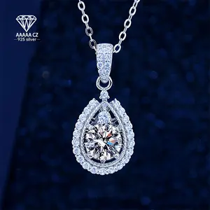 1ct 5A CZ Water Drop Pendant In S925 Silver Without Chain, Simple Design, Suitable For Party Gifts Halloween Valentine's Day Mother's Day Christmas
