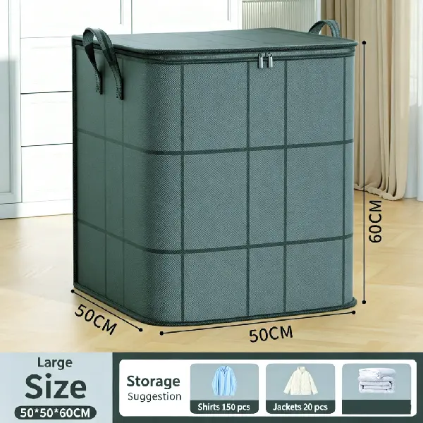 Collapsible Clothing Storage Box Zipper Lidded, Fabric Storage Basket For Bedroom Closet