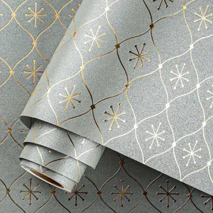 Mini Wrapping Paper Roll-17inch x 16.5ft Embossing 3D Dark Gray with Gold Foil Geometric for Christmas, Birthday, Wedding, Baby Shower, Bridal Shower, Party and More Occasions