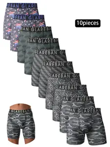 10 Pieces Pack Boxer Shorts for Men, Mid-Long Print Style Underwear, Soft Comfortable Male Underpants for Everyday Wear, Underwear Boxers, Underwear Boxer Briefs