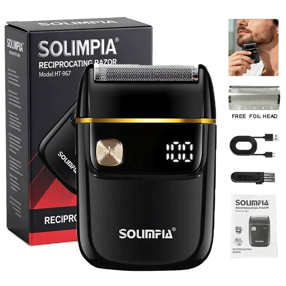 Men's Cordless Portable Electric Foil Shaver - Stainless Steel, USB-C Rechargeable, 120-Min Runtime, Smooth Durable Carbon Steel Shaving Head, Lightweight Compact, Brush-Cleanable, Dry Shaving, Face & Light Trim, Travel Personal Care Appliance
