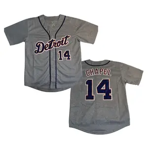 Men's Grey baseball jersey #14 Chapel jersey, woven fabric material, suitable for baseball enthusiasts