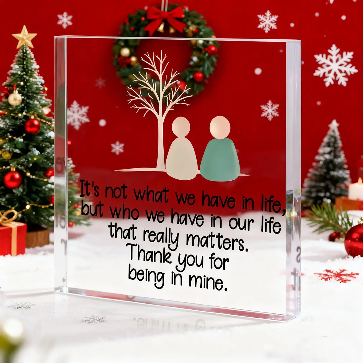 Sea Glass Blue Crystal Acrylic Photo Plaque, Valentine's Day Gift for Lover, Christmas Gift, Friendship Gift, Desktop Decor, Bedroom Decor, Shelf Decor