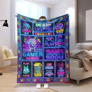 1pc Game Controller Print Blanket, High-Definition Puzzle Design, Ultra Soft Comfortable Home Experience, Travel Leisure Use, All Seasons