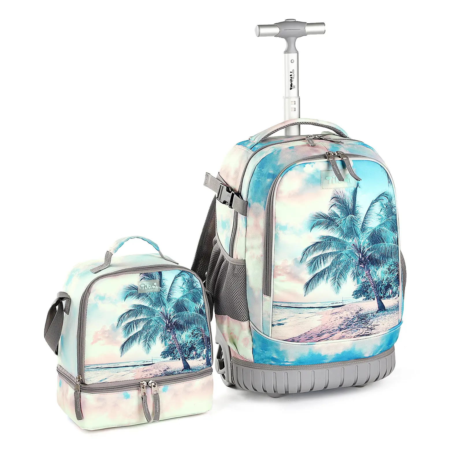Tilami Rolling Backpack 19 inch with Lunch Bag Wheeled Laptop Backpack (Seaside)