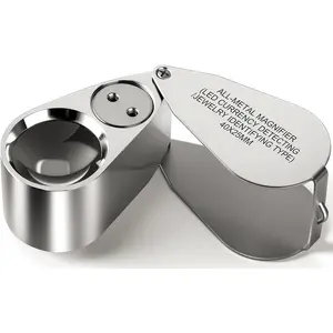 Leffis 40X Jewelers Loupe Magnifier Magnifying Glasses, LED/UV Illuminated Jewelry Loop Pocket Folding Magnifying Glass with Metal Construction for Close Work, Gardening, Kids, Stamp, Rock Collecting